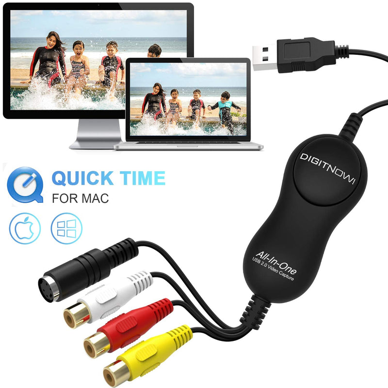  [AUSTRALIA] - DIGITNOW USB 2.0 Video Capture Card Device Video Grabber One Touch VHS VCR TV to DVD Converter, Transfer VHS Home Videos to Mac OS X PC Windows 7 8 10