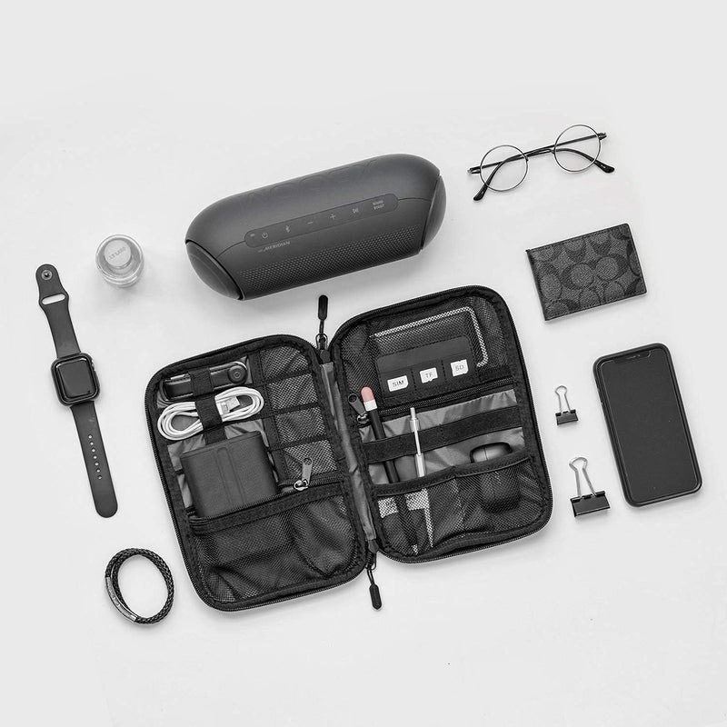  [AUSTRALIA] - BAGSMART Electronic Organizer Small Travel Cable Organizer Bag for Hard Drives,Cables,USB, SD Card,Black Black