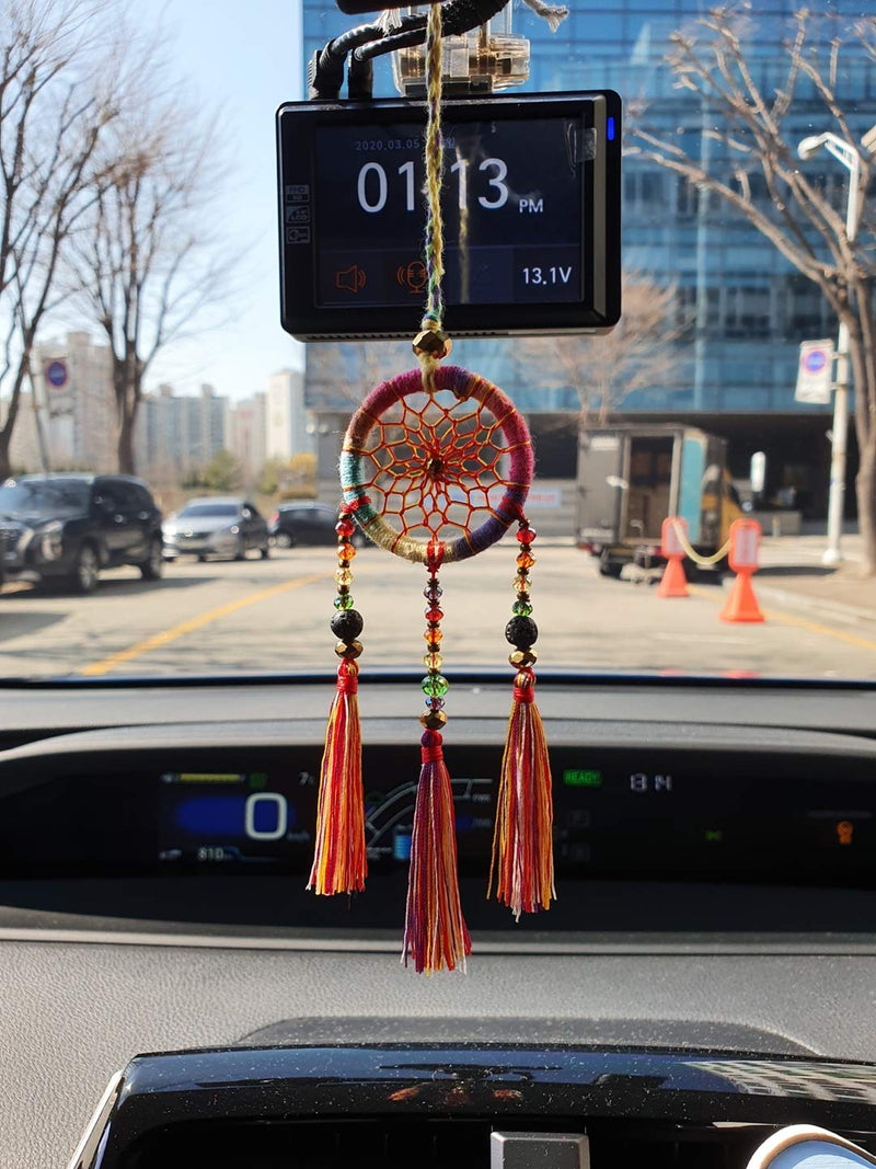  [AUSTRALIA] - Dream Catcher – Handmade Dream Catcher Accessory with Beads – Simple and Colorful Dream Catcher for Bag, Rear Mirror, Keychain – 6.7-inch Dream Catcher with Tassels – Fun and Stylish Accessory (Blue) Blue