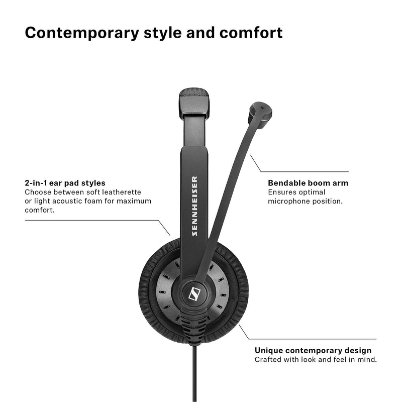  [AUSTRALIA] - Sennheiser SC 75 USB MS (507086) - Double-Sided Business Headset | For Skype for Business, with Mobile Phone, Tablet, Softphone, and PC | HD Sound & Noise-Cancelling Microphone (Black)