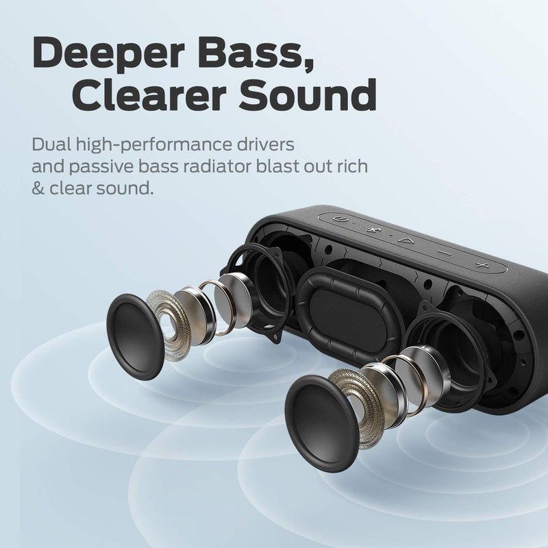  [AUSTRALIA] - Bluetooth Speaker, Tribit XSound Go Speaker with 16W Loud Sound & Deeper Bass, 24H Playtime, IPX7 Waterproof, Bluetooth 5.0 TWS Pairing Portable Wireless Speaker for Home, Outdoor (Upgraded) Black