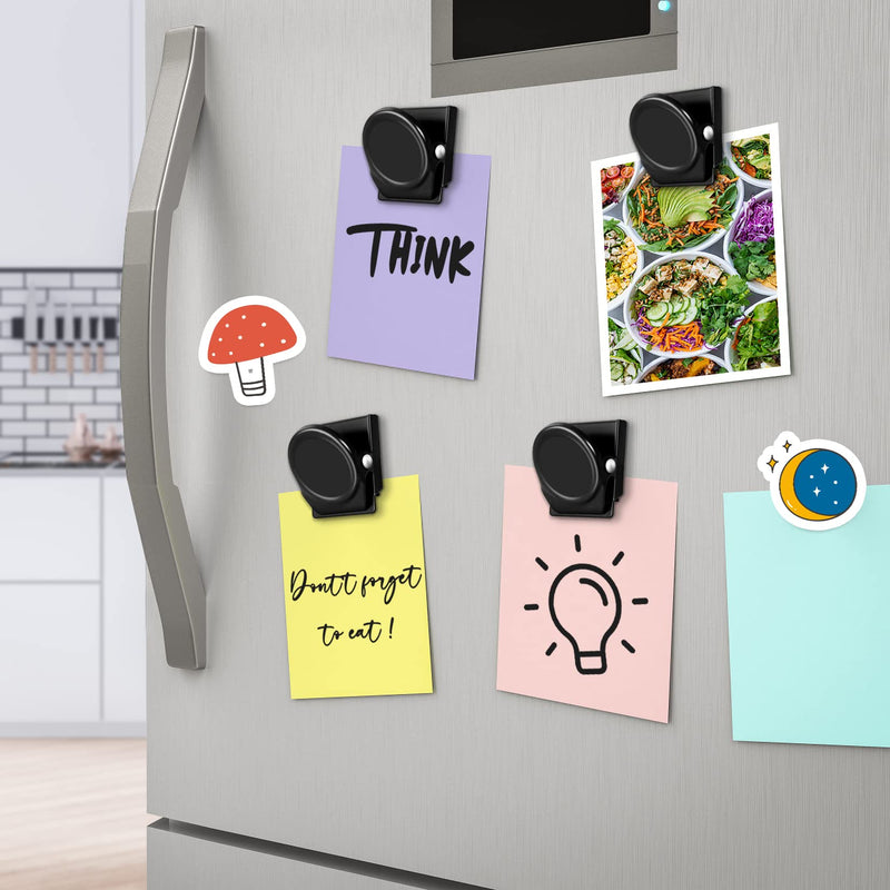  [AUSTRALIA] - DIYSELF 4 Pack Magnetic Metal Clips Refrigerator Whiteboard Wall Fridge Magnetic Memo Note Clips Magnets Metal Clip Black