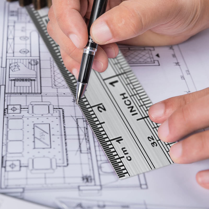  [AUSTRALIA] - 3Pcs Stainless Steel Ruler, 6in 8in 12in Metal Ruler, Straight Edge Ruler with Imperial (inch) and Metric (cm), 0.5mm and 1/64 inch High Accuracy Measurement