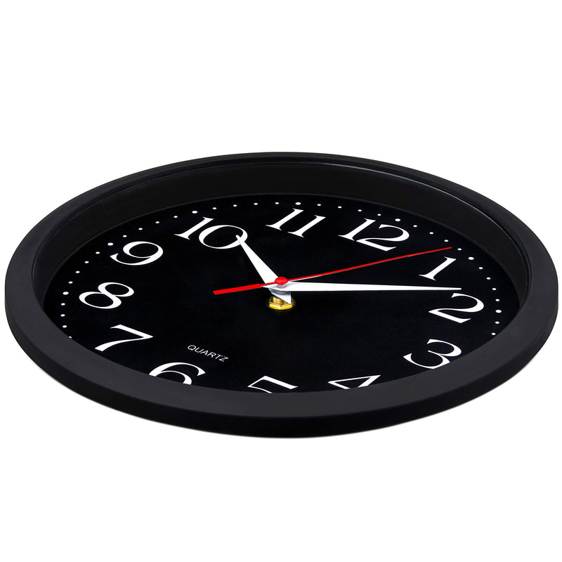  [AUSTRALIA] - Bernhard Products Black Wall Clock Silent Non Ticking - 10 Inch Quality Quartz Battery Operated Round Easy to Read Home/Office/Kitchen/Classroom/School Clock (Jet Black)