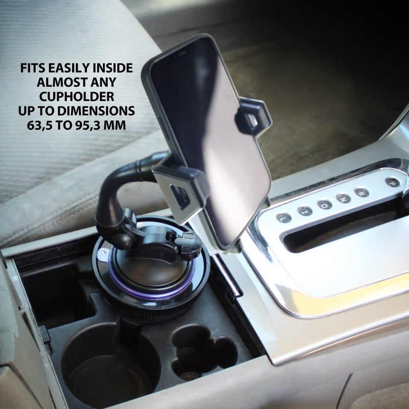  [AUSTRALIA] - USA GEAR Adjustable Cup Holder Suction Mounting Surface - Compatible with Suction Mount Wireless Car Chargers - Adjustable Design Holds Suction Mounts for Qi Chargers and More Suction Mount Devices