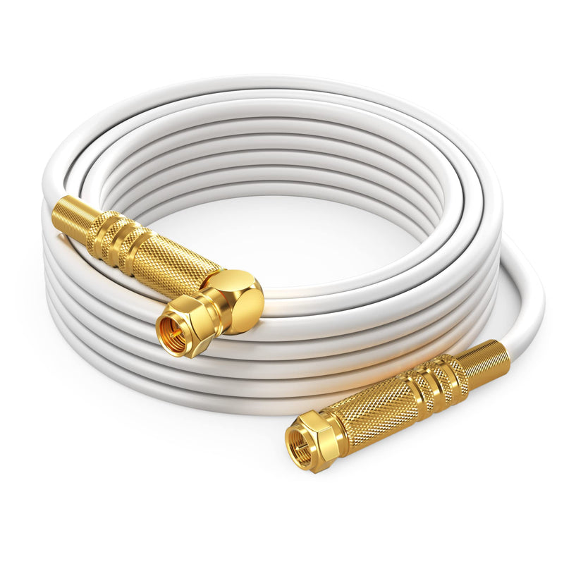  [AUSTRALIA] - RG6 Quad Shield Coaxial Cable 20 Feet, 90 Degree Angled Cable Cord for TV Cable Wire, Coax Cable 20 Ft 1 Pack White