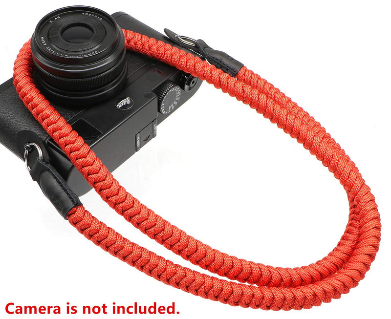 [AUSTRALIA] - HITHUT Paracord Woven Camera Neck Shoulder Strap Belt Hand Made For Canon Nikon Sony Olympus Pentax Fujifilm Panasonic SLR DSLR Digital Mirrorless Cameras 42 inch Red 105cm/42inch
