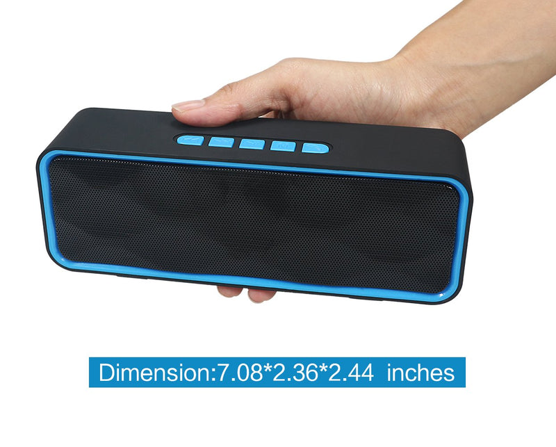  [AUSTRALIA] - Totola Wireless Bluetooth Speaker with AUX/USB/TF Card Slot,Outdoor Portable Stereo Speaker with HD Audio,Enhanced Bass, Dual-Driver,Handsfree Calling, FM Radio Speaker for Travel,Party (Blue) Blue