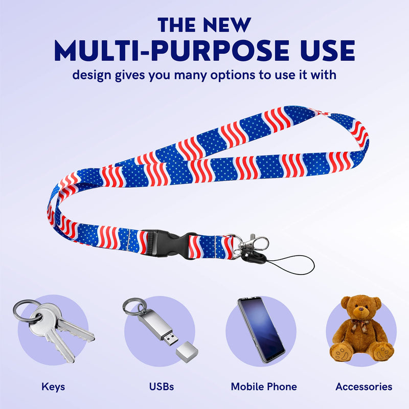  [AUSTRALIA] - ID Badge Holder with Lanyard - Fashionable ID Card Holders with Retractable Lanyards - Soft Fiber,Metal Clip,Sturdy Buckle for Key,Wallet - Cute American Flag Work,Nurse,Teacher Badge Holder