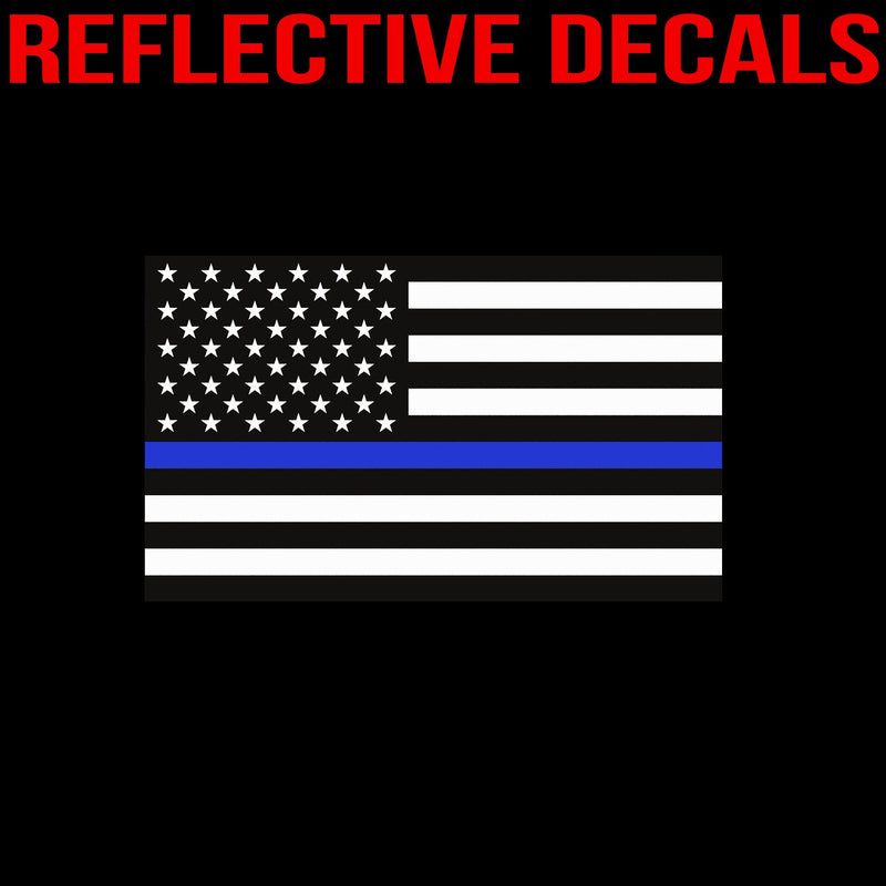  [AUSTRALIA] - Classic Biker Gear Reflective Thin Blue Line Decal - 3x5 in. American Flag Decal for Cars and Trucks, Support Police and Law Enforcement Officers (3 Pack) 3 Pack