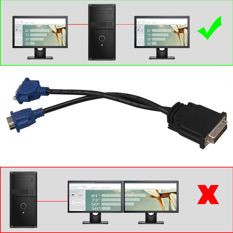 BQLZR DVI-Male DVI-I to VGA Female Monitor Video Splitter Adapter Cable Black Plastic(See Details) - LeoForward Australia