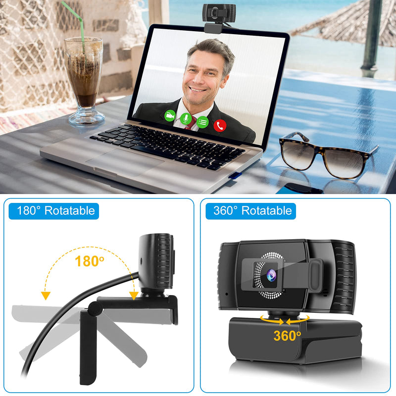  [AUSTRALIA] - 1080P Webcam with Microphone,Heruiker Auto Light Correction USB PC Computer Web Camera,Wide-Angle USB Plug and Play Webcam for PC/Mac/Laptop/Desktop/Video/Calling/Conferencing Recording