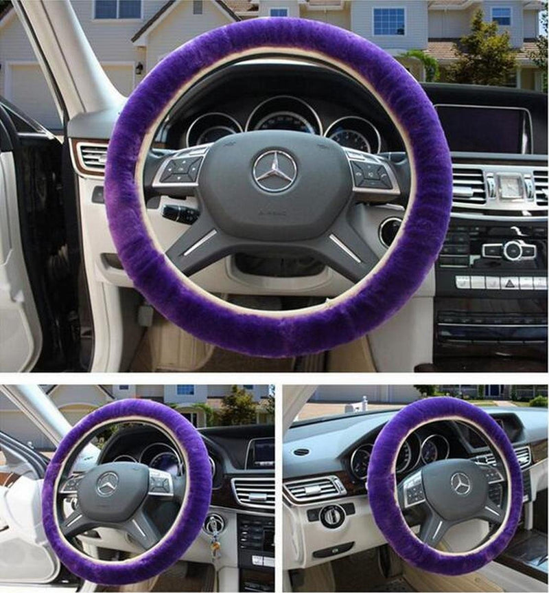  [AUSTRALIA] - Okayda Faux Wool High-elastic Steering Wheel Cover Fits Tight on Wheel Warm Hands in Winter, Absorb Hand Sweat in Summer, Lightweight Steering Wheel Covers Purple