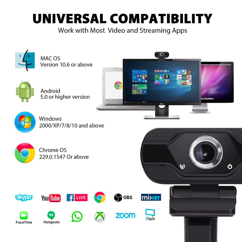  [AUSTRALIA] - Webcam with Microphone and Privacy Cover, 1080P HD USB Web Cameras for Computers with Tripod, Streaming Webcam for PC Desktop Laptop MAC, Zoom/Skype/Facetime, Video Conferencing/Calling/Gaming