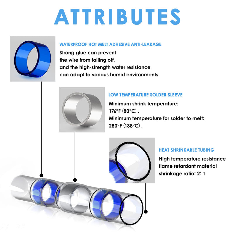  [AUSTRALIA] - 120Pcs Solder Seal Connectors, Heat Shrink Butt Connectors, Waterproof Insulated Butt Splice, Marine Grade Electrical Connectors Kit 120PCS