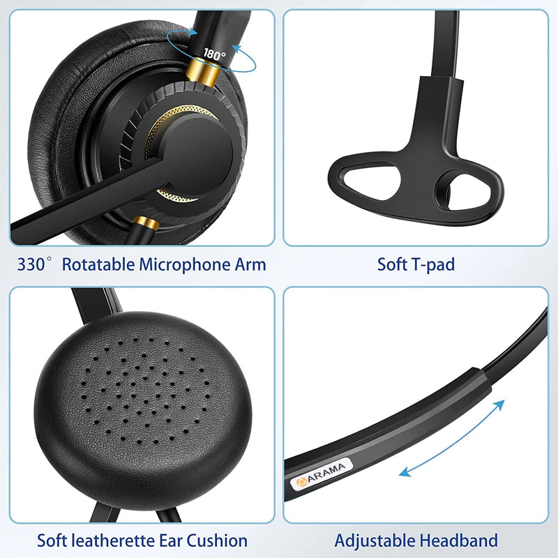  [AUSTRALIA] - Arama Cisco Phone Headset with Noise Canceling Microphone Mute Switch Telephone Headset Compatible with Cisco IP Phones: 6941, 7841, 7861, 7941, 7942, 7945, 7960, 7961, 7962, 7965, 8811, 8841, 8845 A800C-Monaural