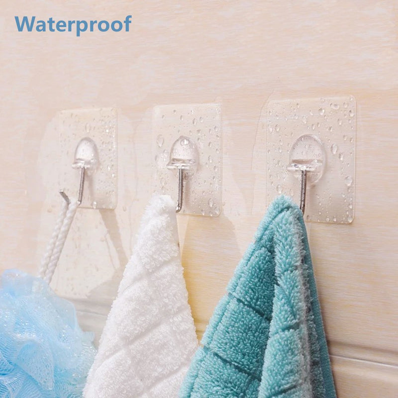 JINSHUNFA Wall Hooks 13lb(Max) Transparent Reusable Seamless Hooks,Waterproof and Oilproof,Bathroom Kitchen Heavy Duty Self Adhesive Hooks,8 Pack - LeoForward Australia