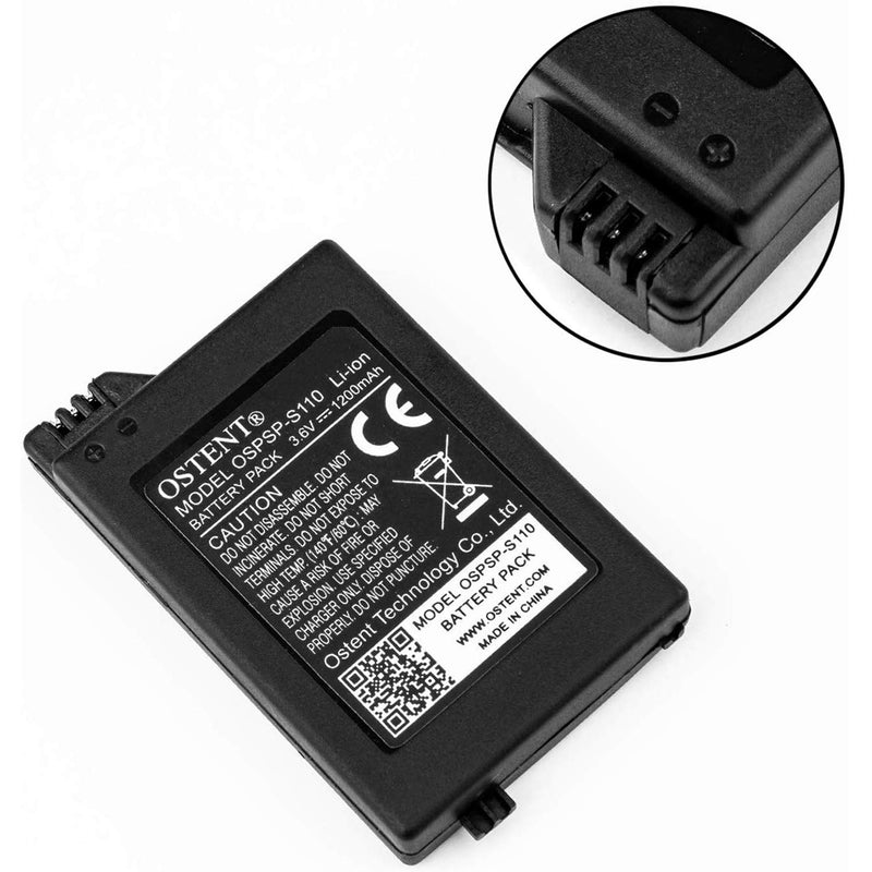 [AUSTRALIA] - OSTENT High Capacity Quality Real 1200mAh 3.6V Lithium Ion Rechargeable Battery Pack Replacement for Sony PSP 2000/3000 PSP-S110 Console