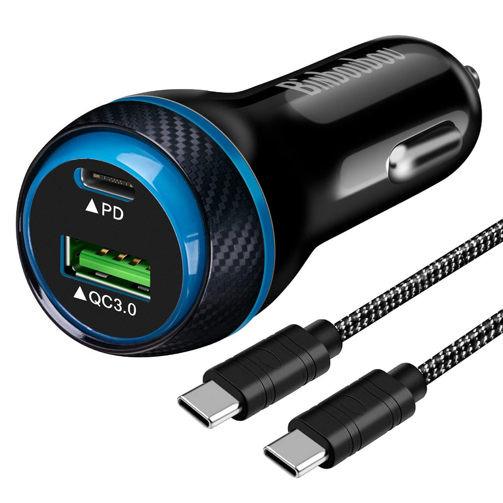  [AUSTRALIA] - 45W Type C Super Fast Car Charger,USB-C PD25W/PPS27W&USB A QC3.0 18W Compatible with Samsung S22/S21Ultra/Plus/Note20/S20-4FT Type-C Cord Black