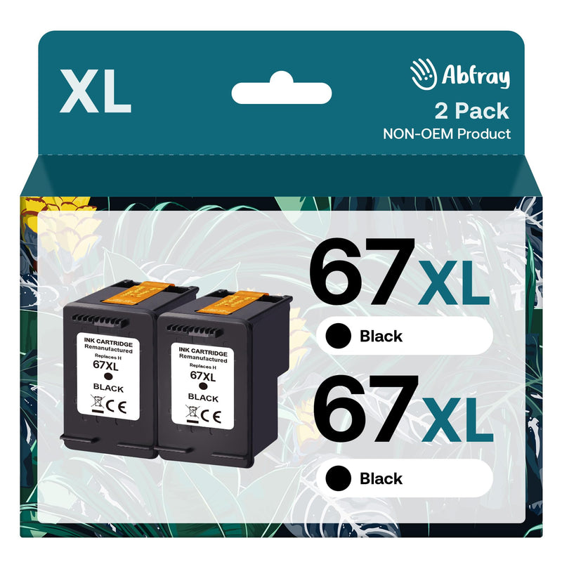  [AUSTRALIA] - Abfray 67xl Compatible Black Ink Cartridge Replacement Remanufactured for HP 67 XL Black Ink Cartridge use with Envy 6055e 6055 6052 6075 6455e 6455 6475 6452 6458 DeskJet 4155 2755e 2755 4052[2 Pack]