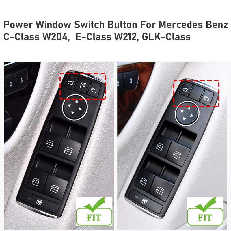 Jaronx 2PCS Driver Window Switch Button Covers for Mercedes Benz,Power Window Master Switch Repair Button Caps Button for C-Class W204 C230 C280 C300 C350,E-Class W212,GLK-Class GLK350 (Not for 2013+) - LeoForward Australia