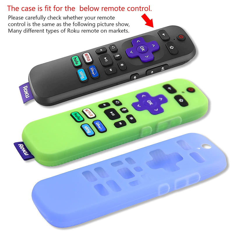  [AUSTRALIA] - [2 Pack] Remote Cover (Glow in The Dark) Compatible with Roku Voice Remote, Pinowu Anti Slip Silicone Cover Compatible with Roku Players and Roku TVS Voice Remote (Green and Blue) Green glow and Blue Glow