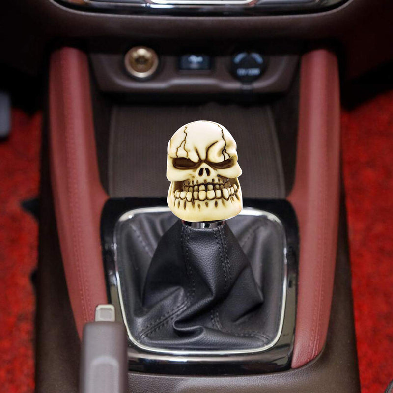  [AUSTRALIA] - Arenbel Skull Gear Knob Manual Shifting Shift Knobs Lever Stick Shifter Head fit Most MT at, Beige