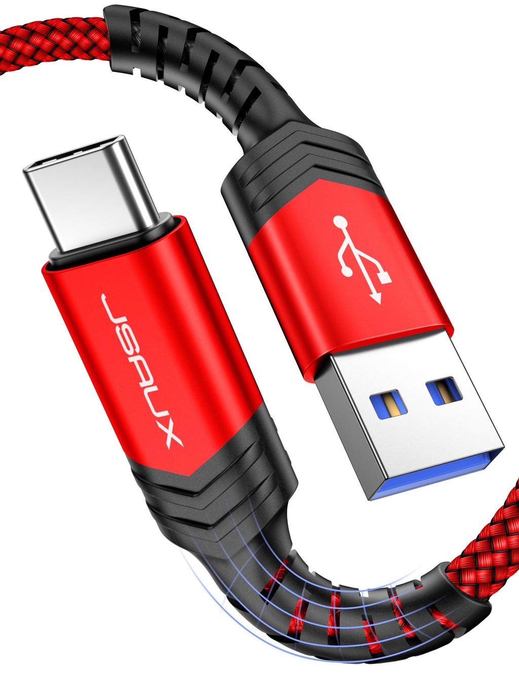  [AUSTRALIA] - JSAUX USB C Cable 2-Pack 6.6ft, USB 3.0 to Type-C Charger Cable 3A Fast Charging 5Gbps Data Sync Compatible with Oculus Quest Samsung Galaxy S21 S20 S10 Note LG G6 G5 PS5 Controller Switch Xbox-Red Red