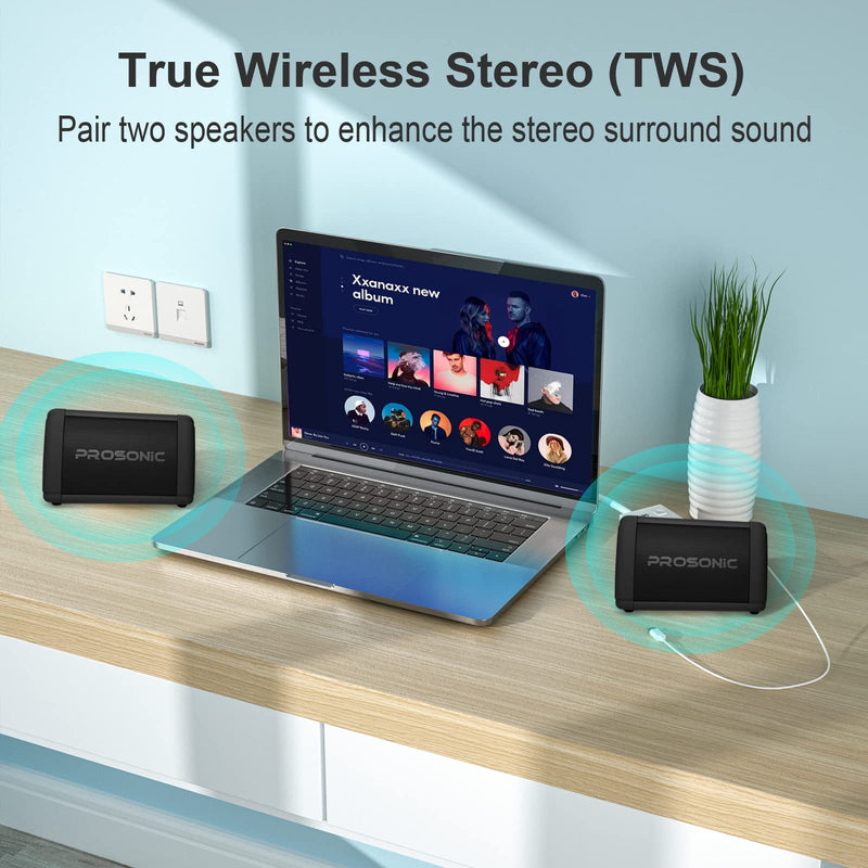  [AUSTRALIA] - Prosonic BT3 Portable Wireless Bluetooth Speaker with 10W Stereo Sound & Bass Boost -Rich Sound & Intense Bass -Bluetooth 5.0 -Microphone -IPX5 - in & Outdoor Speaker (Black) Black