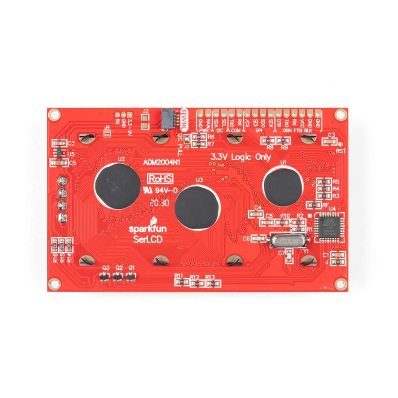  [AUSTRALIA] - SparkFun 20x4 SerLCD - RGB Backlight (Qwiic) - Black on Red/Green/Blue Display Communicate with Serial I2C SPI 3.3V Logic and Power