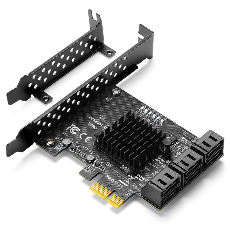  [AUSTRALIA] - Rivo PCIe SATA Card, 6 Port with 6 SATA Cable, SATA Controller Expansion Card with Low Profile Bracket, Non-Raid, Boot as System Disk, Support 6 SATA 3.0 Devices