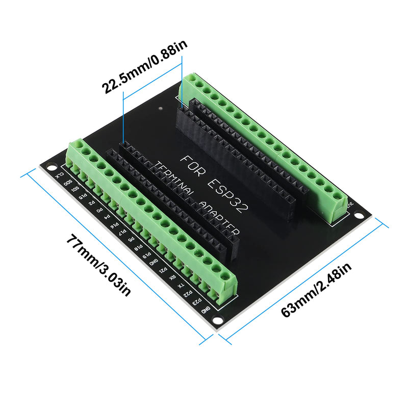  [AUSTRALIA] - 5Pcs ESP32 Breakout Board GPIO 1 into 2 for 38PIN Terminal Screw Board Compatible with ESP32 ESP-WROOM-32 ESP32-DevKitC Block PCB Microcontroller Development Board