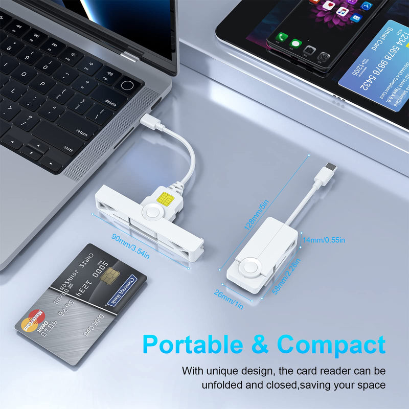  [AUSTRALIA] - Type C CAC Reader, DOD Military USB C Common Access CAC Card Reader, USB C Smart Card Reader PIV CAC Reader Credit Card Reader Compatible with Windows, Mac OS(Mini Fold and Portable Type C) 318FX
