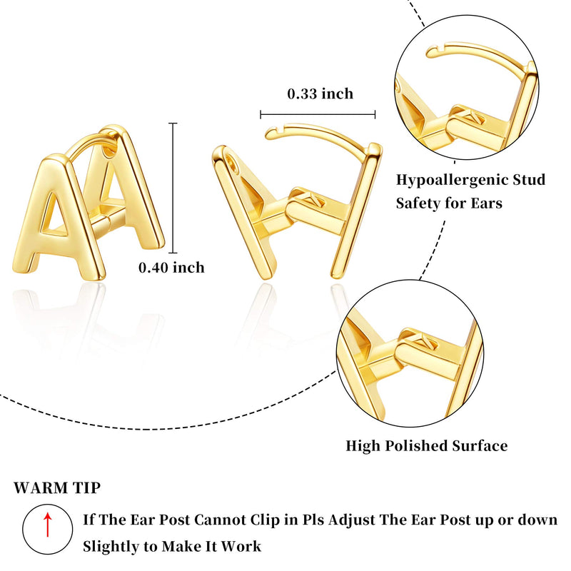 Initial Stud Earrings for Women 14K Gold Plated 26 Letters A-Z Earrings Valentine's Day Jewelry Gifts A-Gold - LeoForward Australia