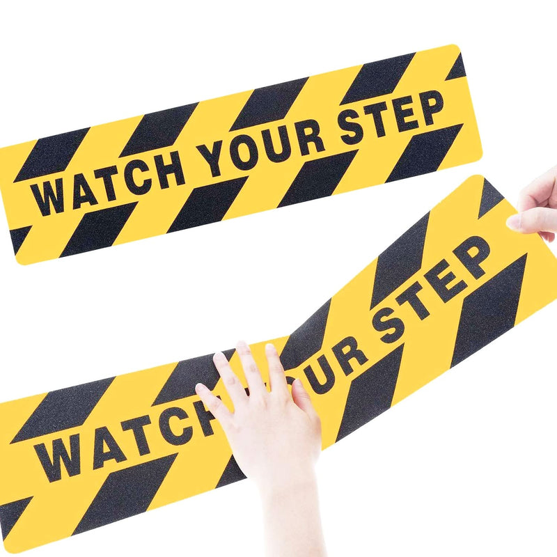  [AUSTRALIA] - MYANGHAOT Watch Your Step Warning Sticker Adhesive Tape Anti Slip Abrasive Tape for Workplace Safety Wet Floor Caution 6" x 24"