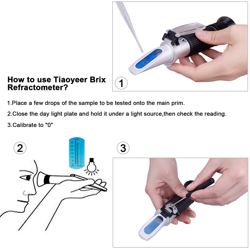 Tiaoyeer Brix Refractometer with ATC Digital Handheld Refractometer for Beer Wine Brewing, Dual Scale-Specific Gravity 1.000-1.130 and Brix 0-32% - LeoForward Australia