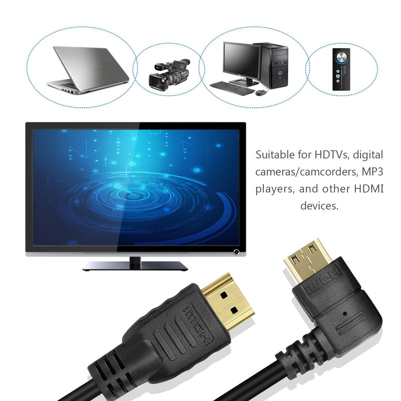 UCEC Right-Angled Coiled Mini HDMI to HDMI Male Cable High Speed Support 3D 1080p Ethernet & Audio Return - LeoForward Australia