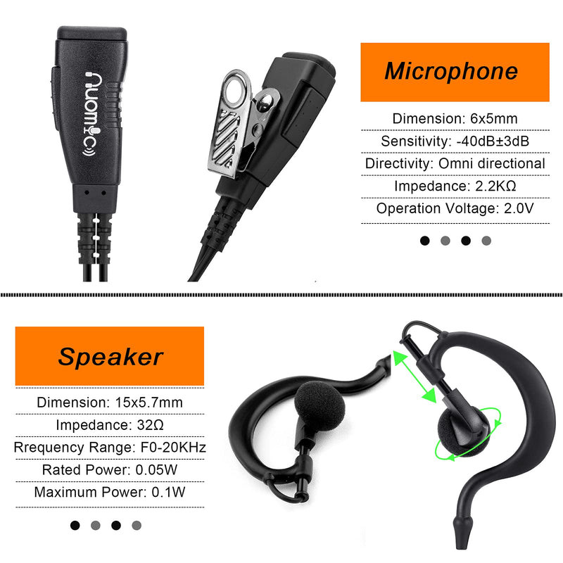  [AUSTRALIA] - Walkie Talkie Headset with Microphone 1 Pin 2.5mm G-Shape Earpiece for Motorola Talkabout Two Way Radio (2 Pack)