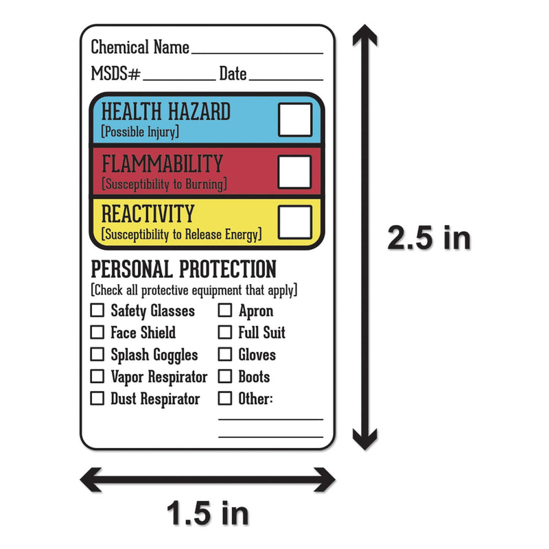 Right to Know Blank Writeable Sign SDS MSDS Chemical Name HMIG Write-in 2.5" x 1.5" Sticker Label for Warning Workplace Personal Check Secure Material Labeling- 300 Labels per roll / 1 roll - LeoForward Australia