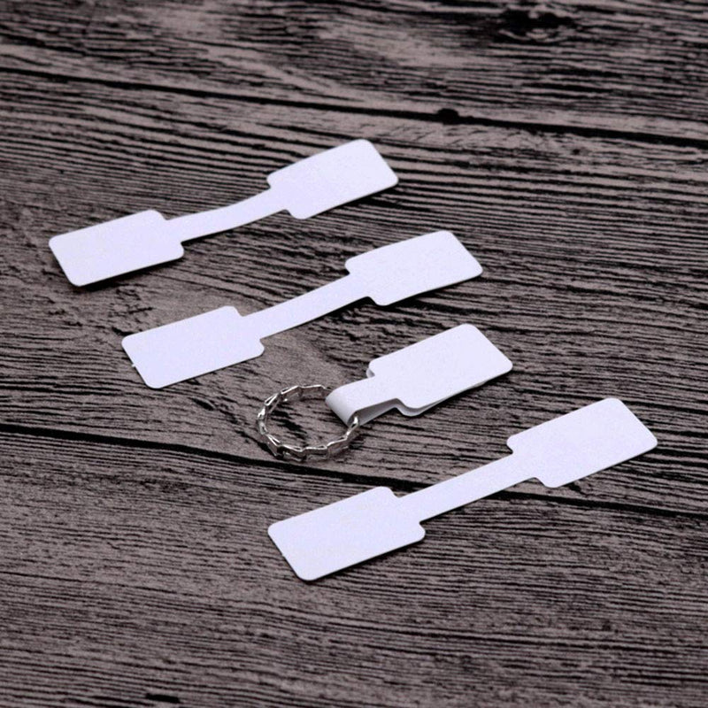 E-outstanding 200-Pack White Blank Price Tag Paper Labels Sticker for Ring Necklace Bracelet Jewelry Display, Rectangle Shape - LeoForward Australia