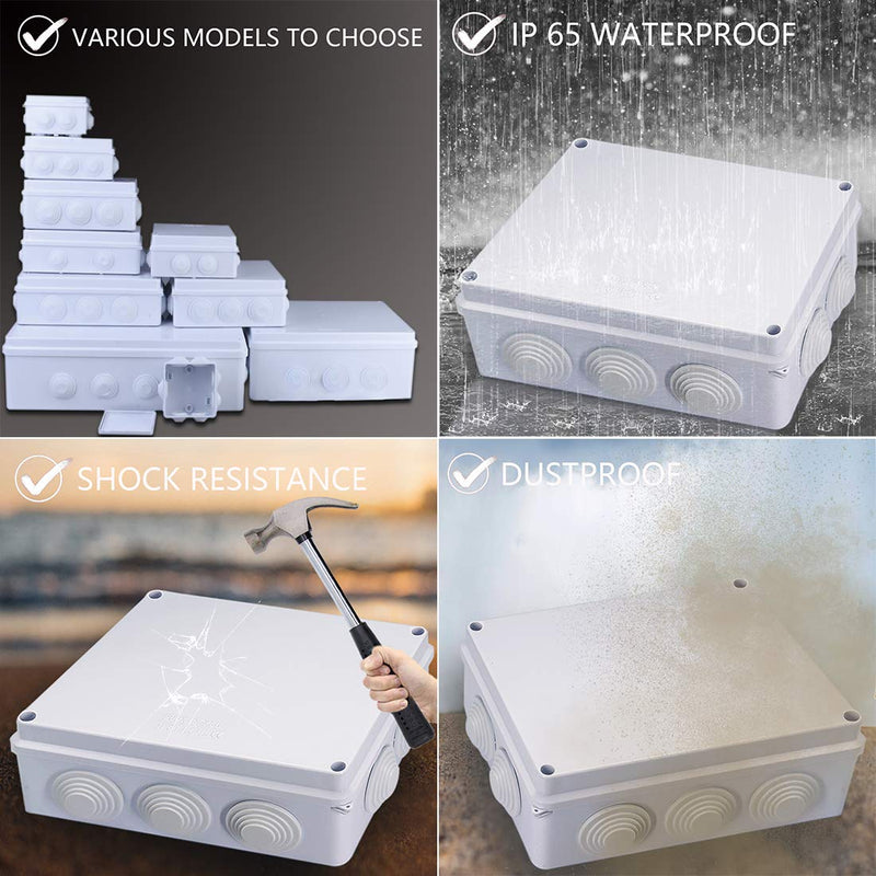  [AUSTRALIA] - Zulkit Junction Box ABS Plastic Dustproof Waterproof IP65 Universal Electrical Boxes Project Enclosure White 5.9 x 5.9 x 2.8 inch (150 x 150 x 70mm) 5.9" x 5.9" x 2.8" With Holes