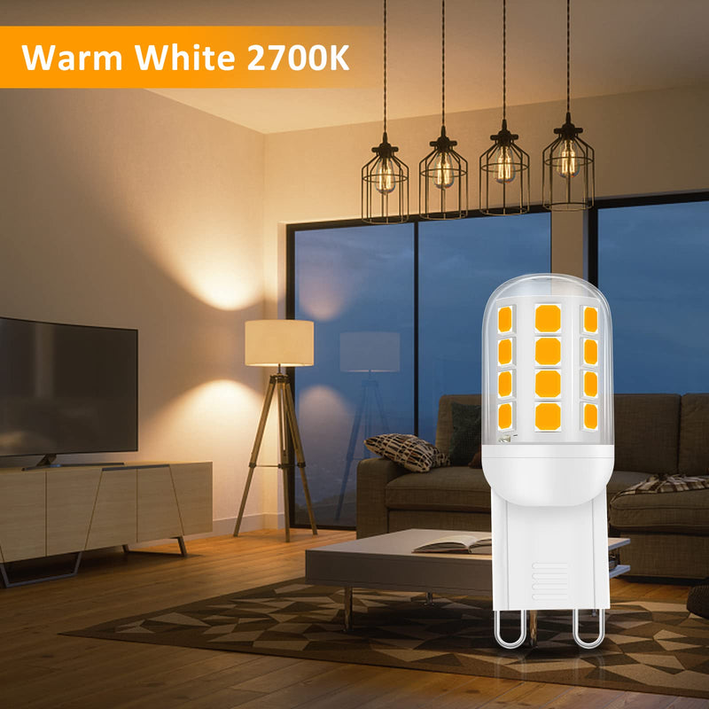  [AUSTRALIA] - YzzYzz G9 LED lamp warm white 2700K, bulb 2.6W equivalent to 30W-40W halogen lamp, light bulb 429 lumens, no flickering, not dimmable, 360° pin base lamp, pack of 4