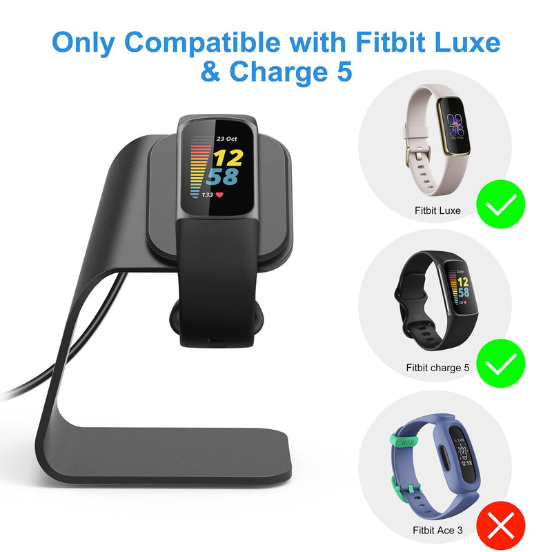  [AUSTRALIA] - CAVN Charger Dock Compatible with Fitbit Charge 5 / Luxe, Replacement Aluminum Charging Stand Dock Station Base Accessories Cradle with 4.2ft USB Cord for Charge 5/Luxe Smart Watch