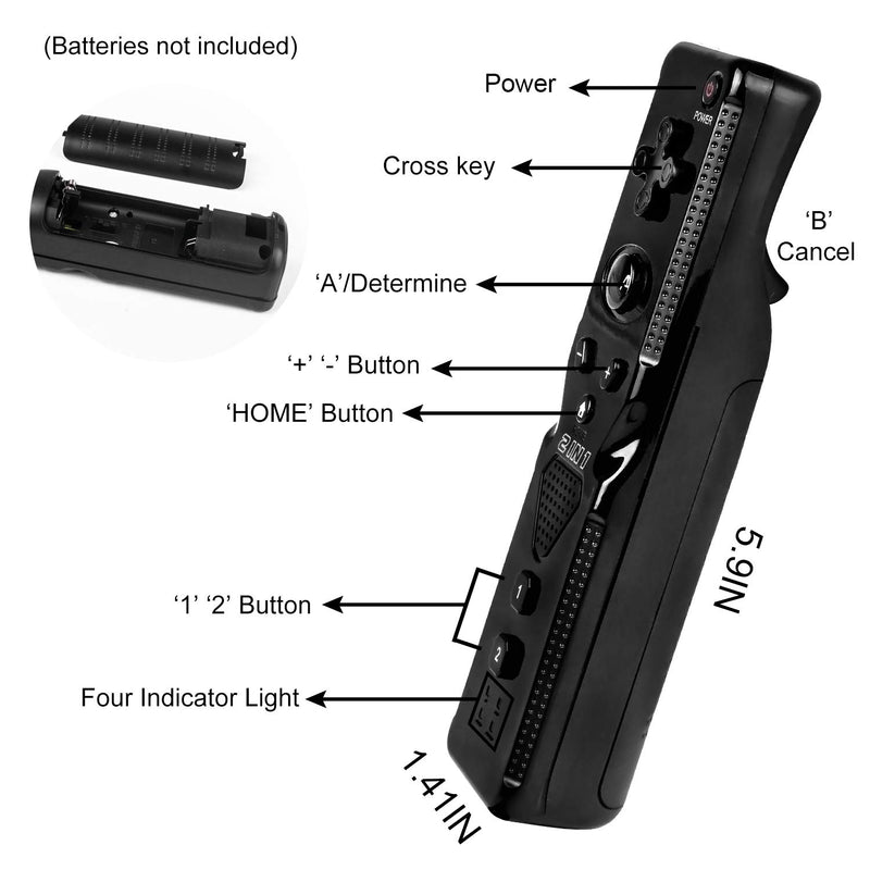  [AUSTRALIA] - 2 Pack Wii Remote with Wii Motion Plus Inside | Shock Wii Nunchuk Controller | Compatible Nintendo Wii, Wii U 2blacks