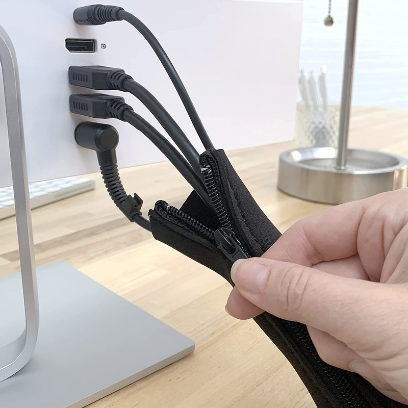  [AUSTRALIA] - Zipper Cable Sleeve by Wrap-It Storage - 24" x 4" (4-Pack) Black - Cord Organizer and Cable Protector for Desk, Computer, TV Cord Management to Hide and Cover Wire and Extension Cables 24in (4-Pack)