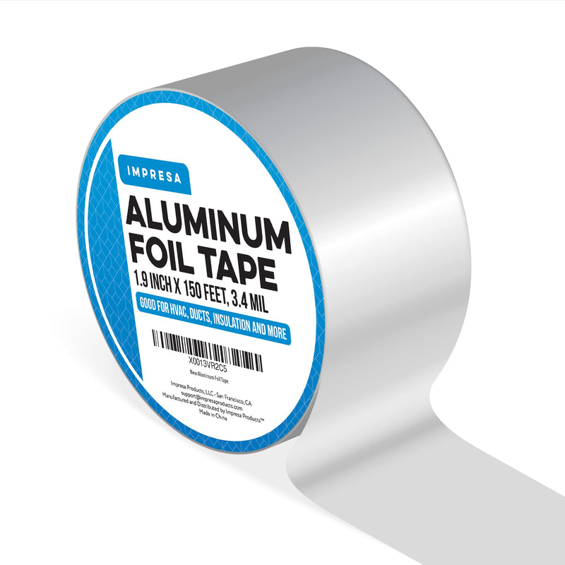  [AUSTRALIA] - [150 Feet / 50 Yards] 1.9 Inch Wide Aluminum Tape/Aluminum Foil Tape – Professional/Contractor-Grade - Excellent Sealing & Patching Hot and Cold HVAC, Duct, Pipe, Insulation Home and Commercial