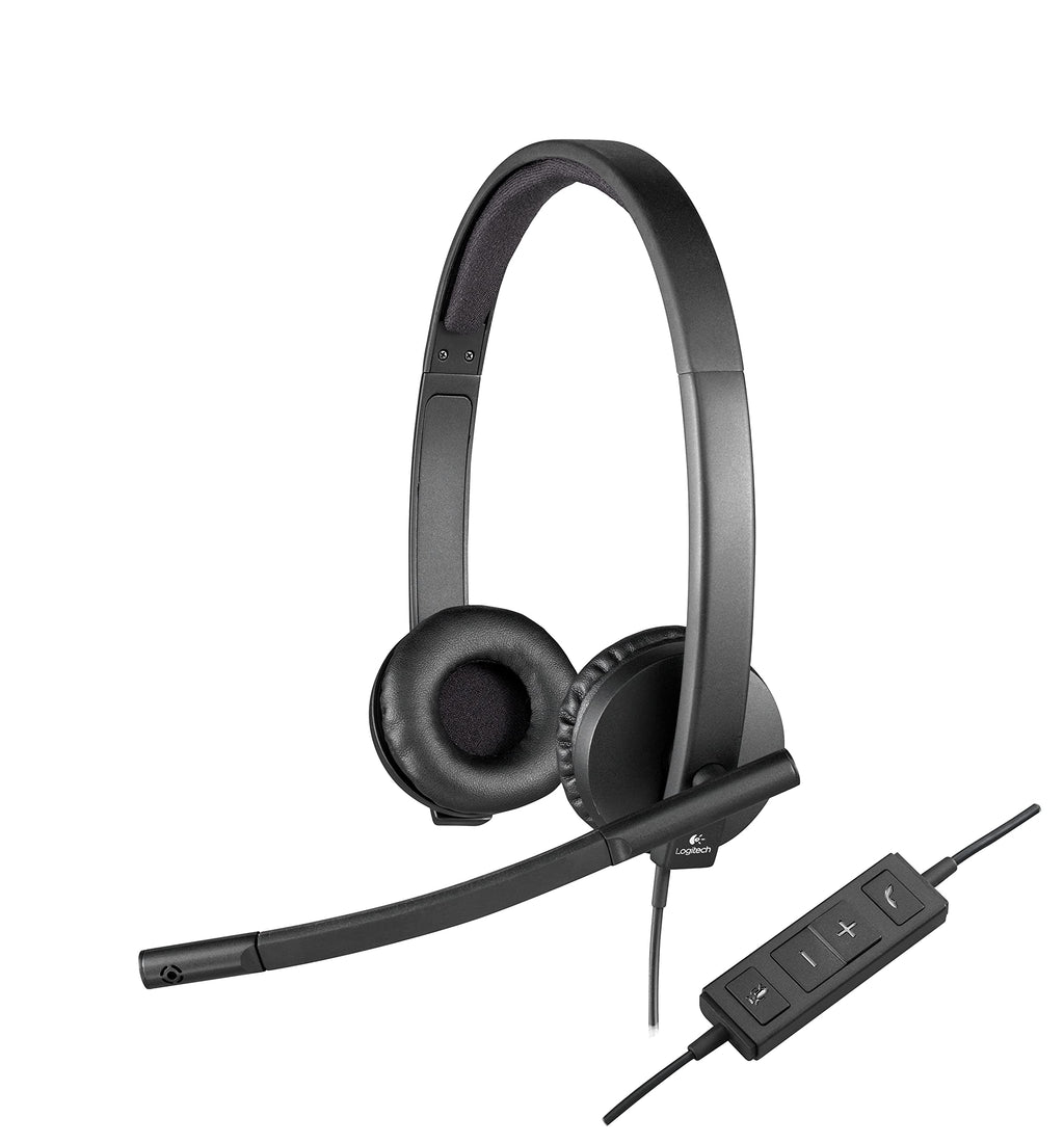  [AUSTRALIA] - Logitech H570e Wired Headset, Stereo Headphones with Noise-Cancelling Microphone, USB, in-Line Controls with Mute Button, Indicator LED, PC/Mac/Laptop - Black