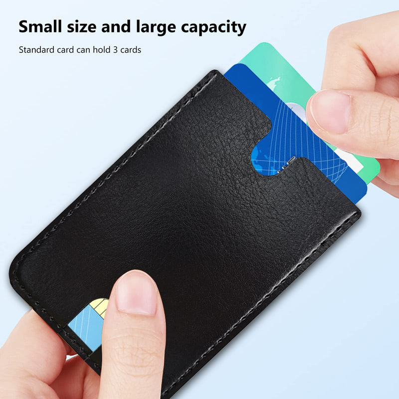  [AUSTRALIA] - 3 Pack Phone Card Holder for Back of Phone, Leather Phone Wallet Stick On, Credit Card Holder for Phone Case Compatible with iPhone, Samsung, Android and All Cell Phone (Black)