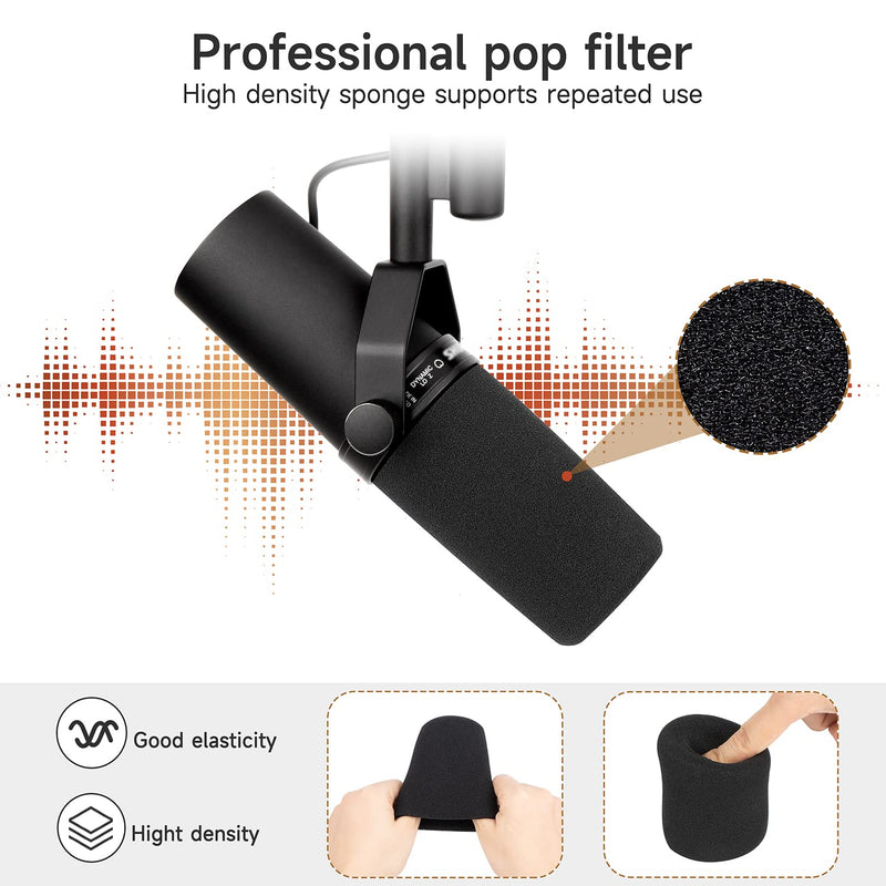  [AUSTRALIA] - SM7B Pop Filter - Mic Windscreen Wind Cover Compatible with Shure SM7B Vocal Dynamic Microphone Black Noise Cancellation Windsock Cover by WIBOND