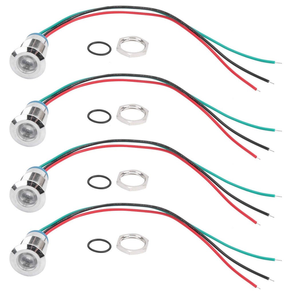  [AUSTRALIA] - Sets Pre-Wired Round LEDs Waterproof 2 Color Light Common Anode Anode Electrode 12-24V 12mm LED Indicator Lamp Signal Light(Red and Green) Red and Green